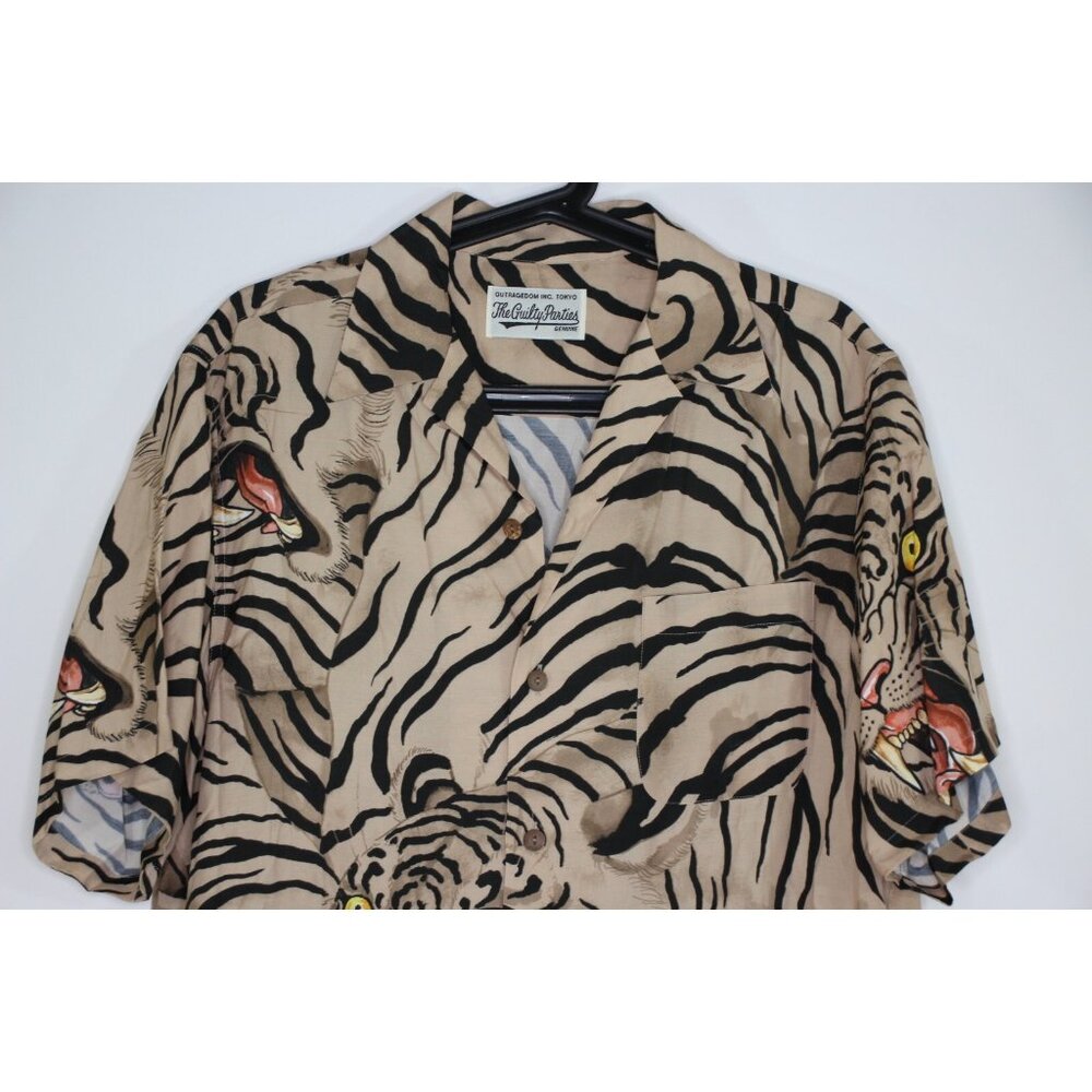 Wacko Maria x Tim Lehi Mens Small Tiger Camp Button Up Hawaiian Shirt RARE A1613 - Picture 2 of 8